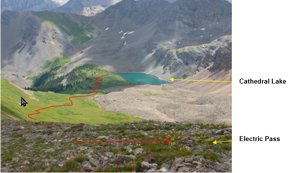 Cathedral Lake and Electric Pass view