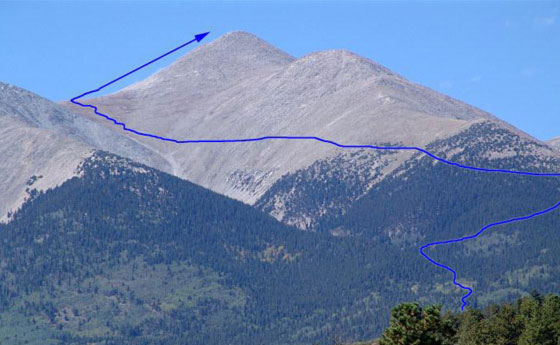 The full route is shown - long - 4700' elevation gain in a little over 4 1/2 miles.