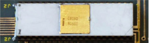 Intel 8080 processor (above) and MOS Technology 6502 used in the Apple 1 (below)