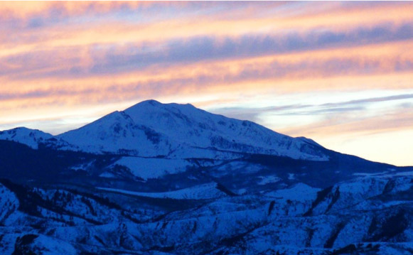 Mt. Sopris sunset seen from our house in Starwood