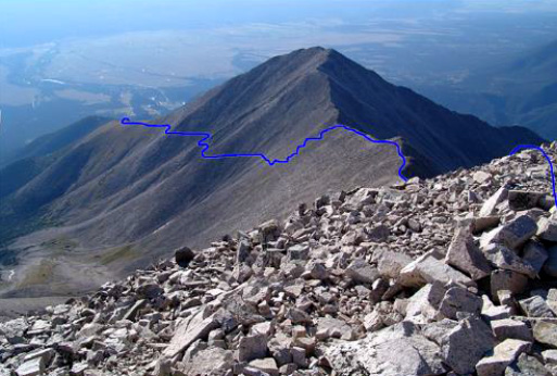 View of much of the route from the summit of Mt. Princeton.