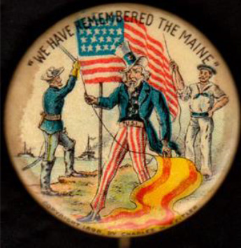 1896 Campaign Button Uncle Sam after the Spanish American War. 