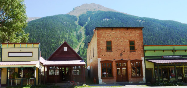 Silverton framed by Silverton Mountain behind 